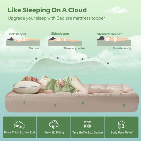 BEDLORE topper on California King bed showcasing improved sleep surface