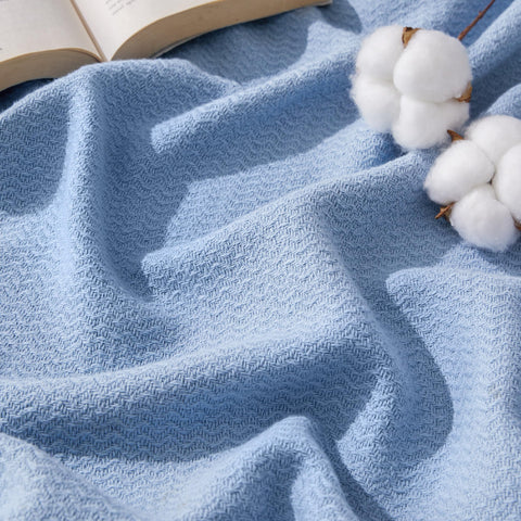 Bedsure Ashley Blue front folded showing neat drape and calming color benefit