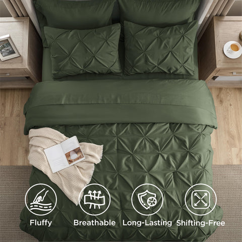 Bedsure bed in room lifestyle photo with olive accents showing restful atmosphere benefit