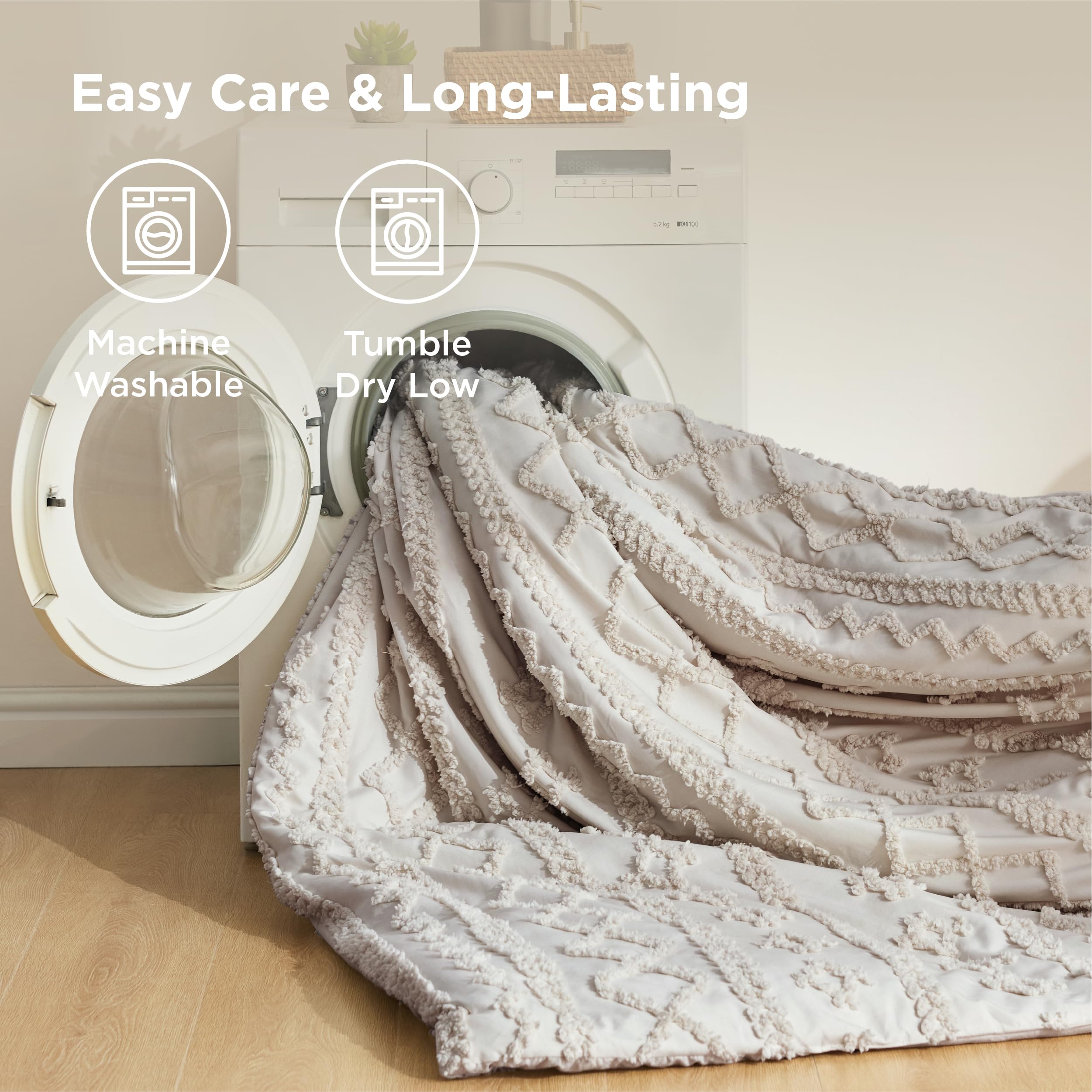 Bedsure comforter styled in bedroom giving a warm, inviting decor benefit