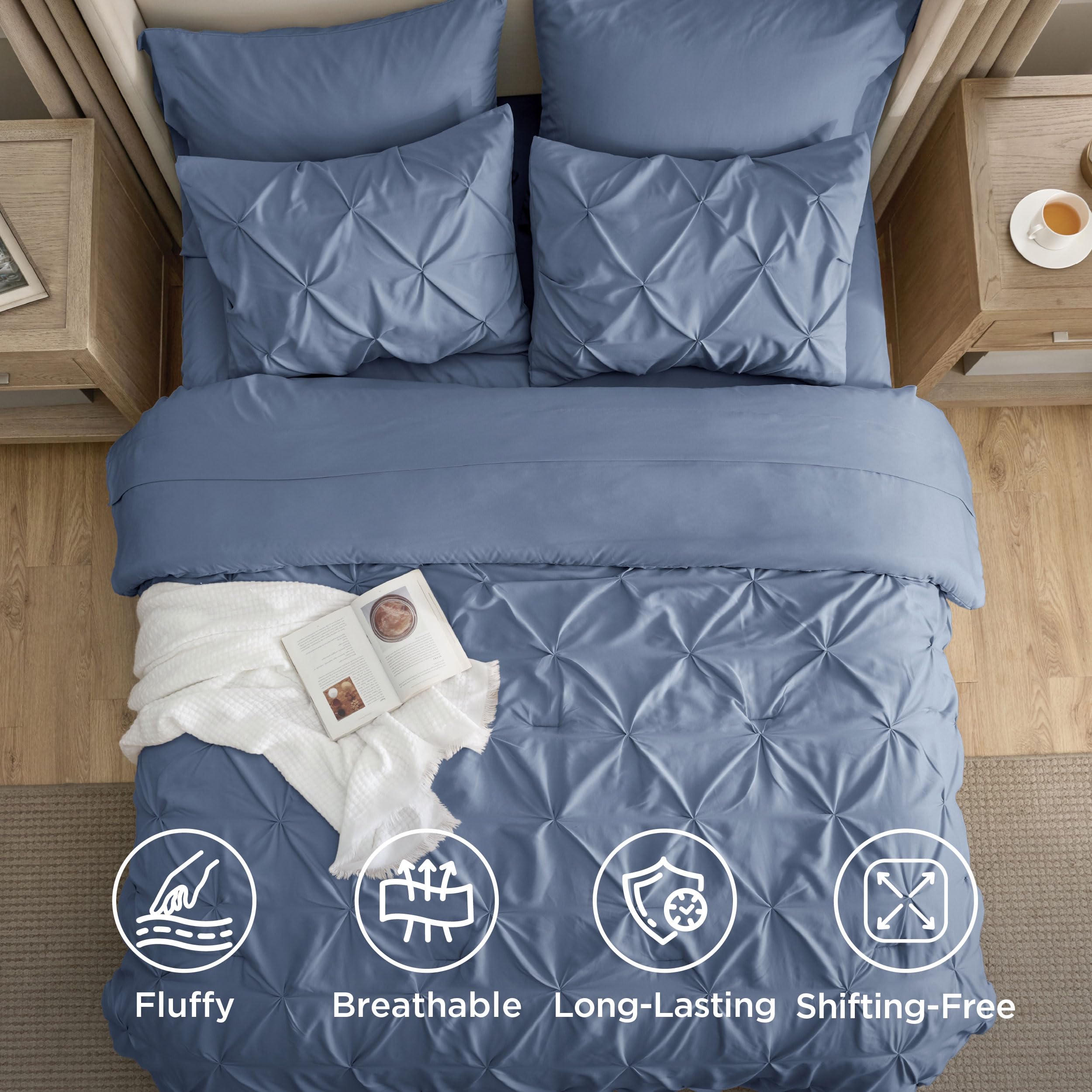 Bedsure styled bed in a modern room illustrating cozy, curated bedroom decor