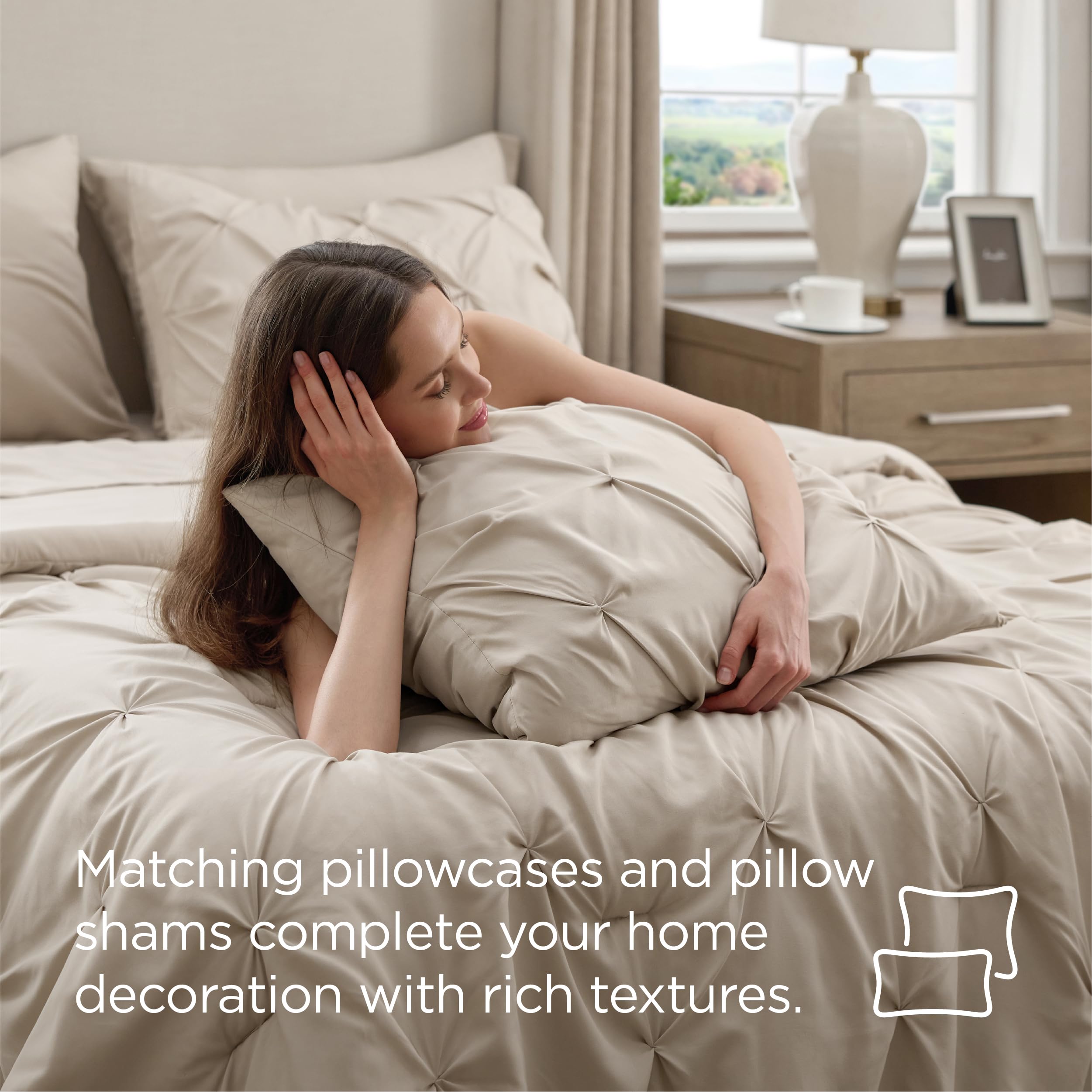 Bedsure comforter on a styled modern bedroom illustrating peaceful, hotel-like atmosphere