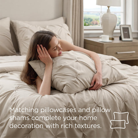 Bedsure comforter on a styled modern bedroom illustrating peaceful, hotel-like atmosphere