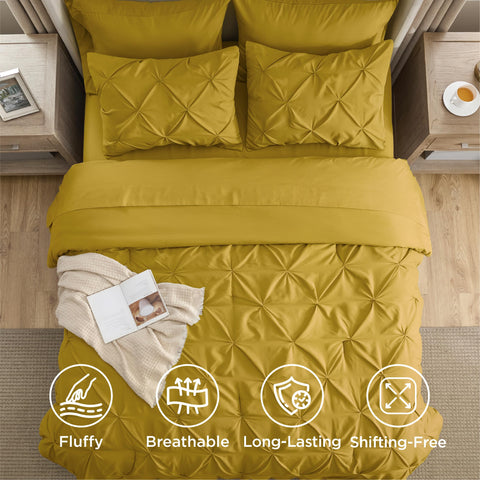 Bedsure on a styled bedroom showing how mustard adds warmth