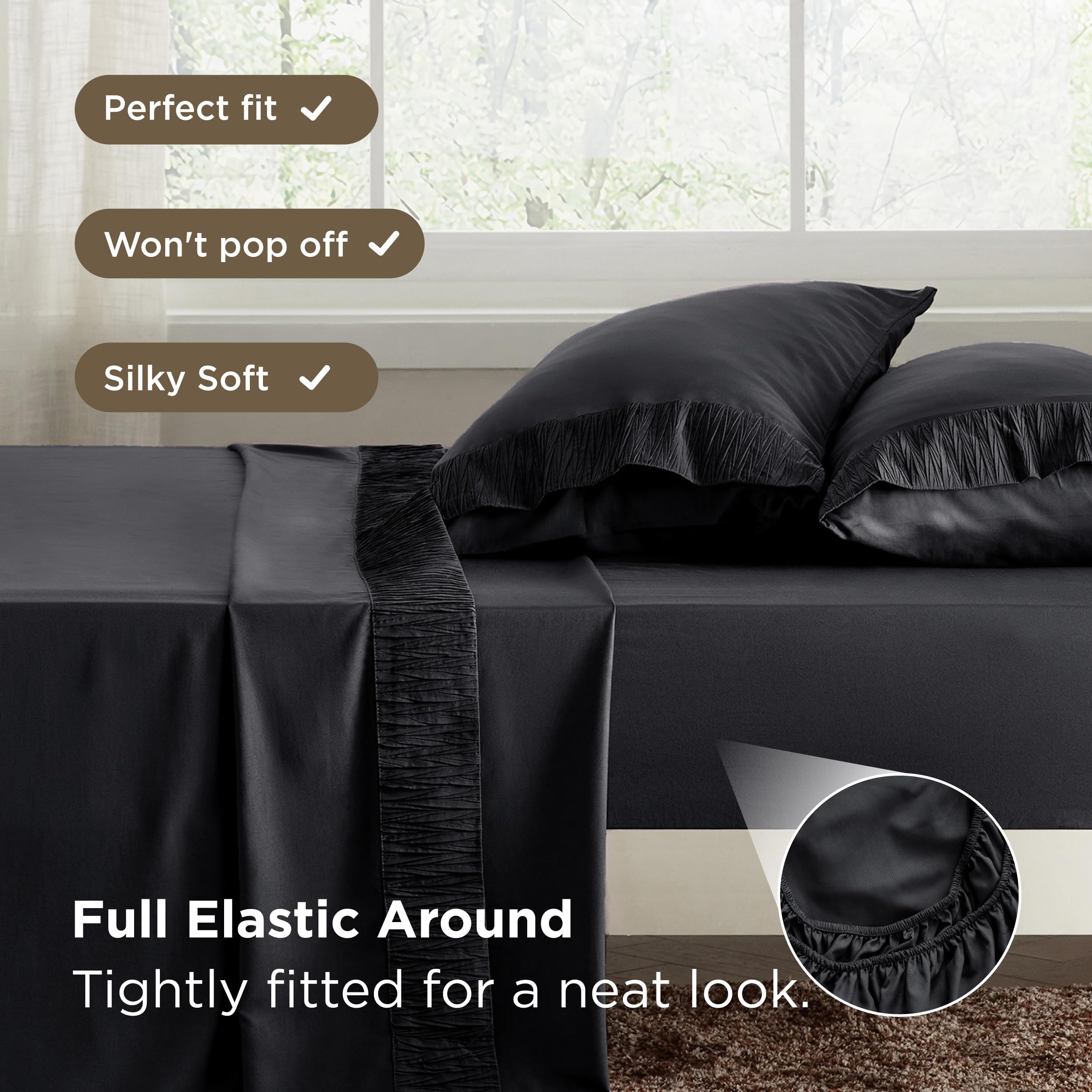 Bedsure bed styled lifestyle with sheets on bed conveying calm, inviting bedroom