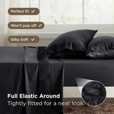 Bedsure bed styled lifestyle with sheets on bed conveying calm, inviting bedroom