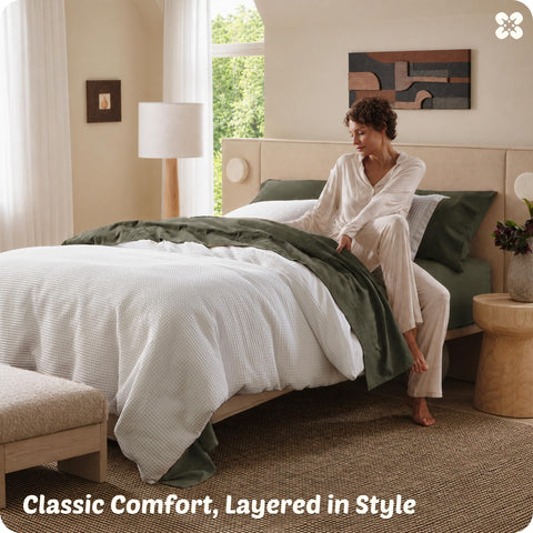 Bedsure styled bedroom with duvet set illustrating relaxed, guest-ready atmosphere