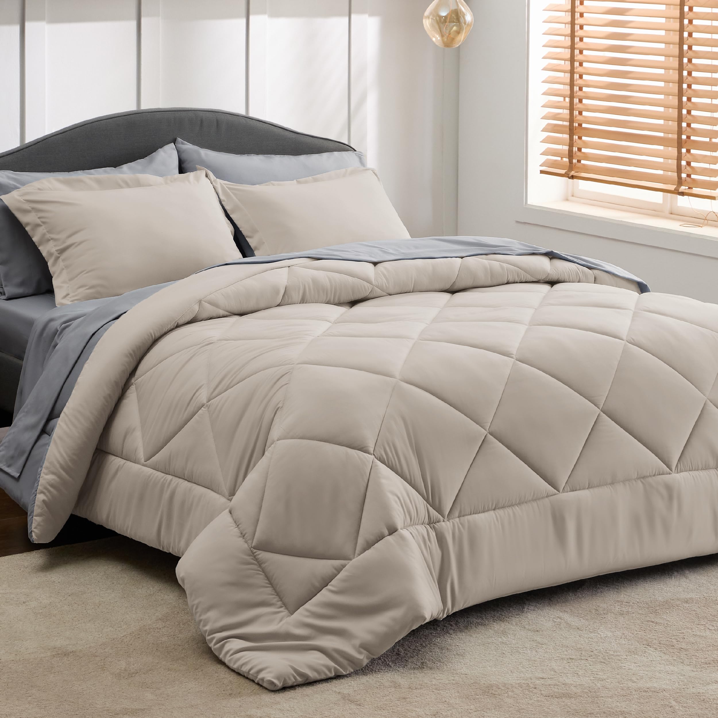 Bedsure styled bedroom with set on queen bed showing complete coordinated look and easy room refresh