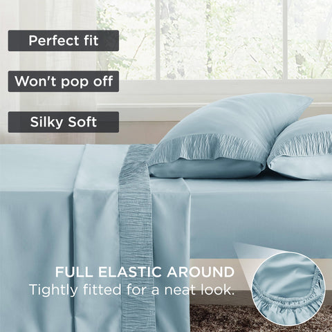 Bedsure styled bedroom scene showcasing sheets creating a calm, inviting bed