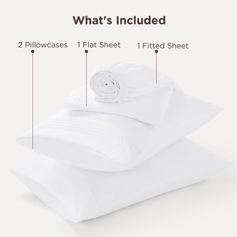 Bedsure styled bedroom with white sheets illustrating clean, versatile look