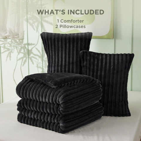 Bedsure bedroom styling with black bedding showing how it complements modern decor