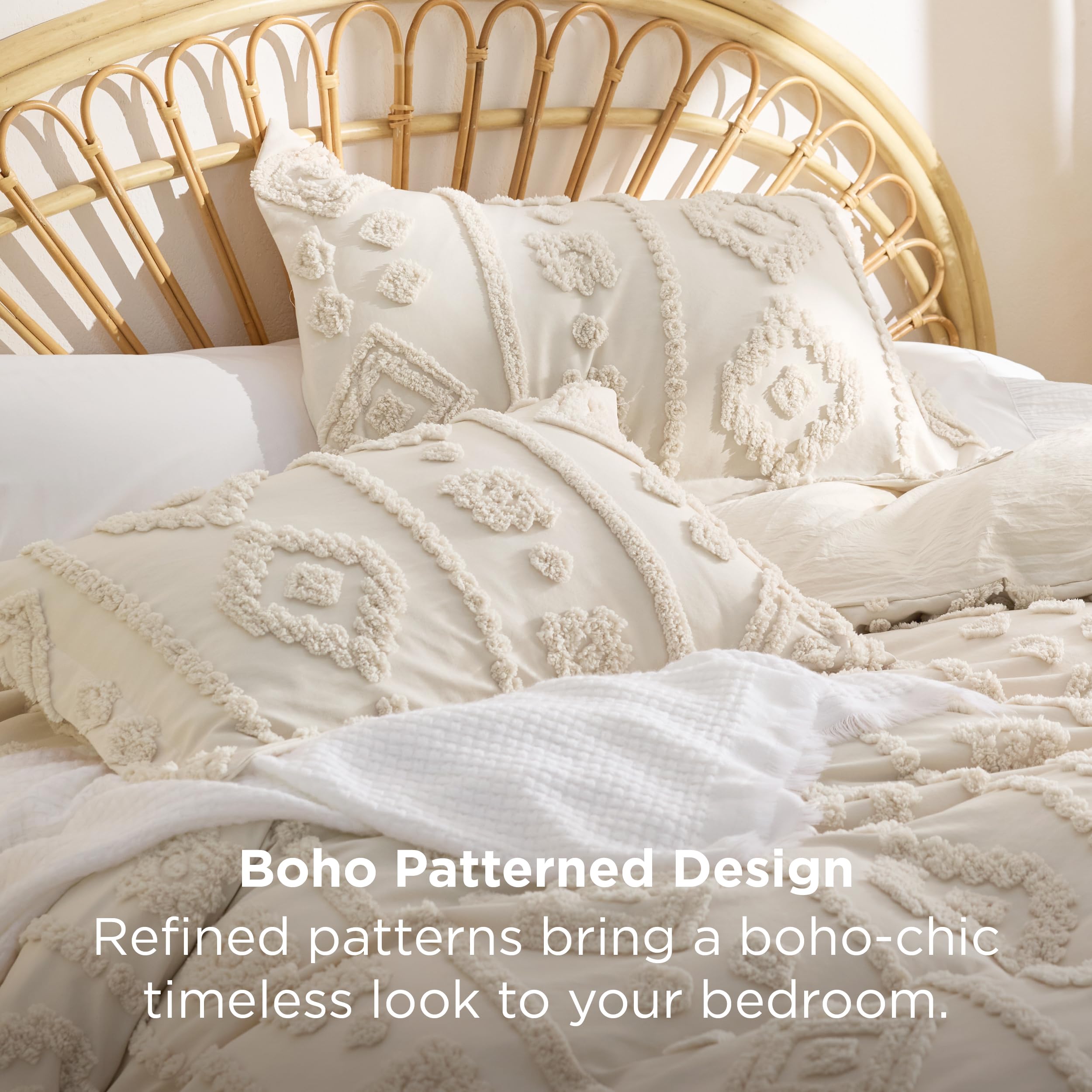 Bedsure comforter on styled bedroom demonstrating warm ambiance