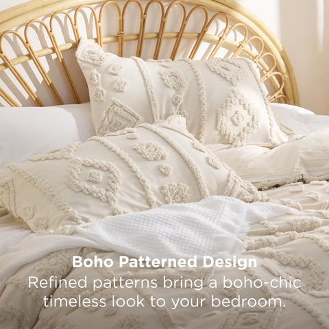 Bedsure comforter on styled bedroom demonstrating warm ambiance