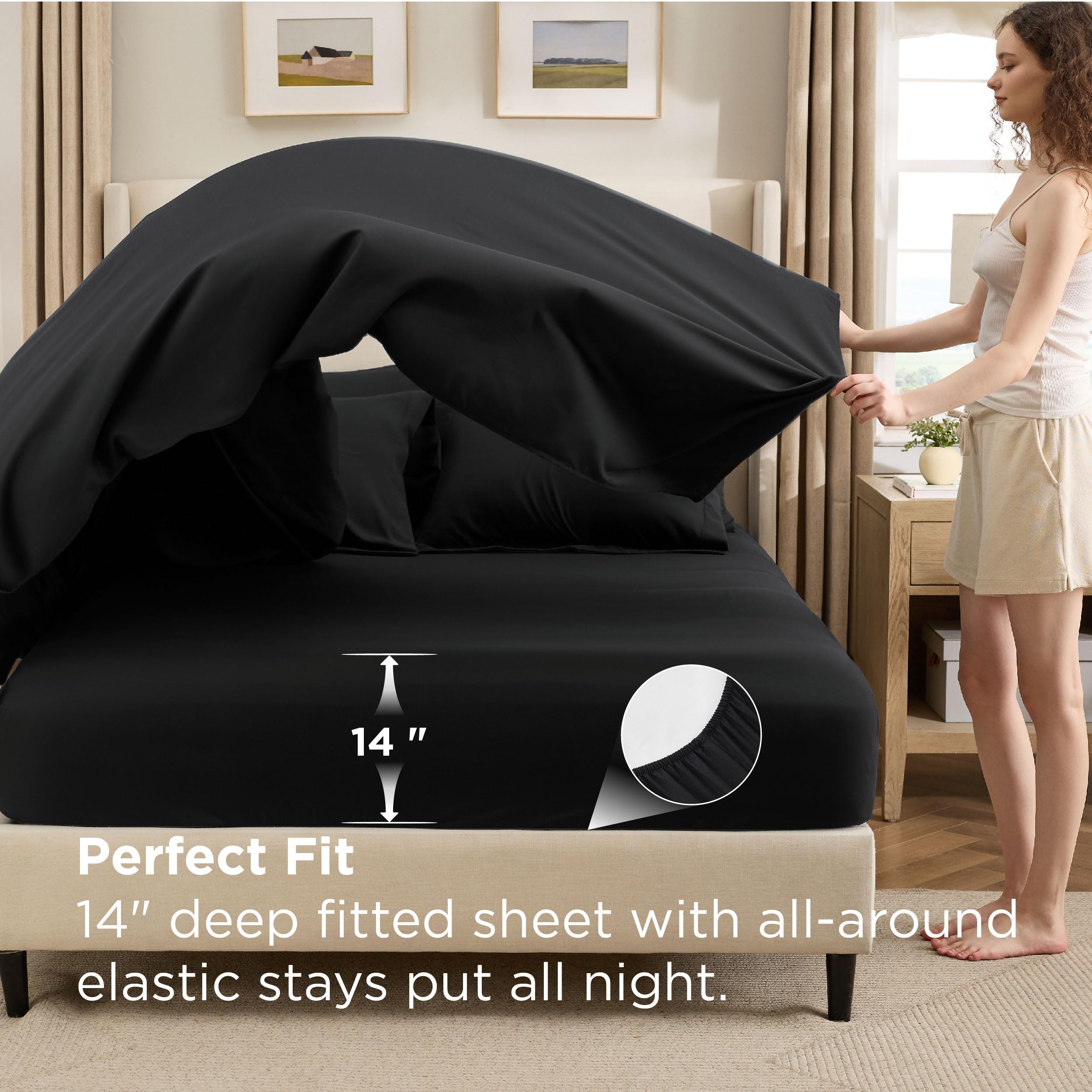 Bedsure bedroom lifestyle scene demonstrating modern styling and guest-ready appeal