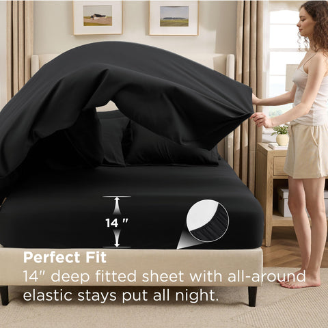 Bedsure bedroom lifestyle scene demonstrating modern styling and guest-ready appeal