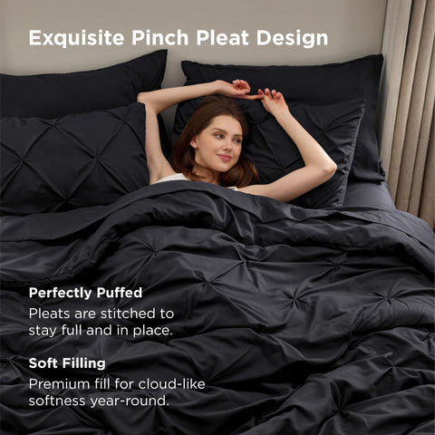 Bedsure full set on a made bed showing instant bedroom upgrade and cohesive styling