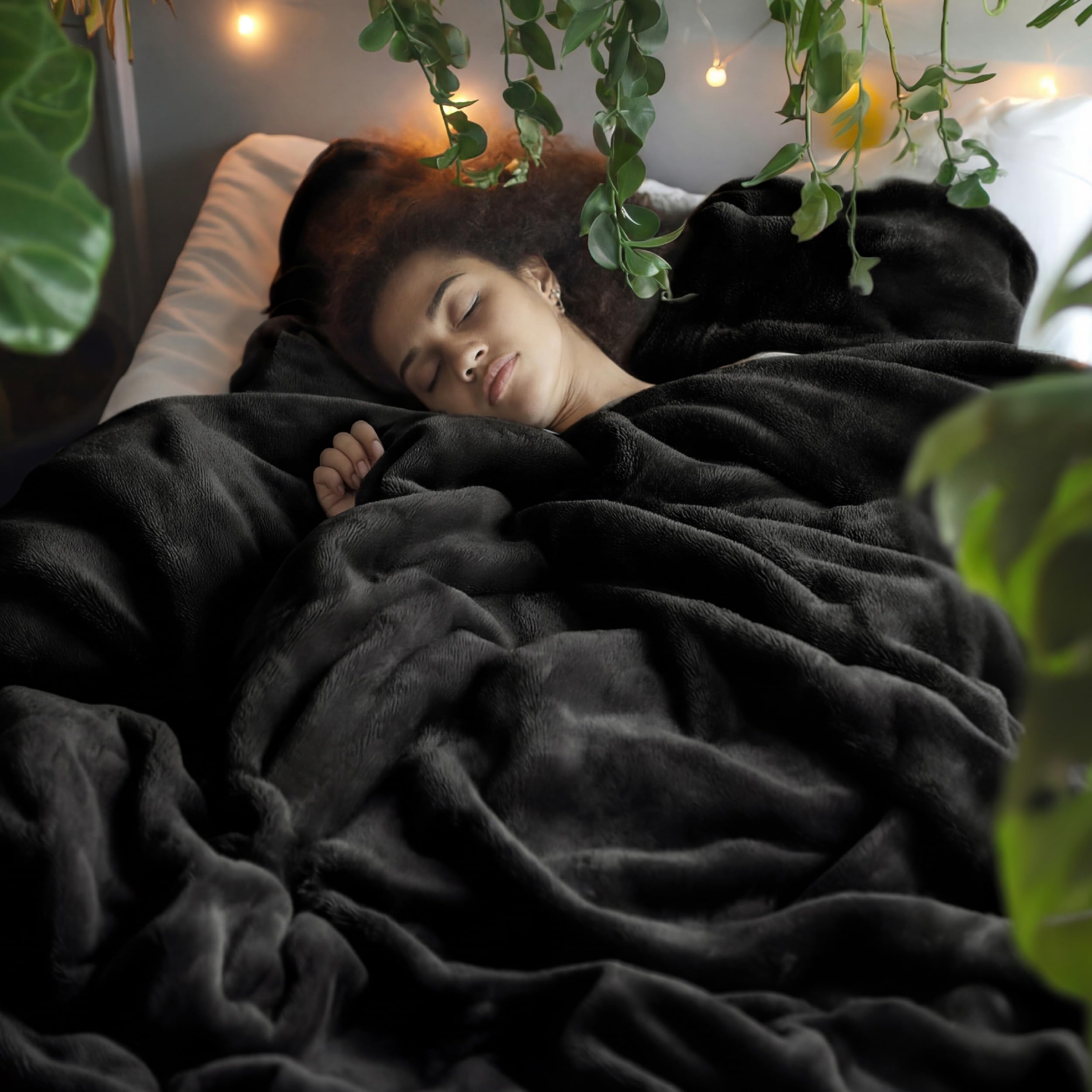 Bedsure fleece texture close-up highlighting soft plush fibers for warmth