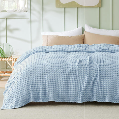 Bedsure light blue color swatch illustrating vintage fade for decor flexibility