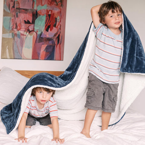Bedsure blanket draped on couch for lounging comfort with family