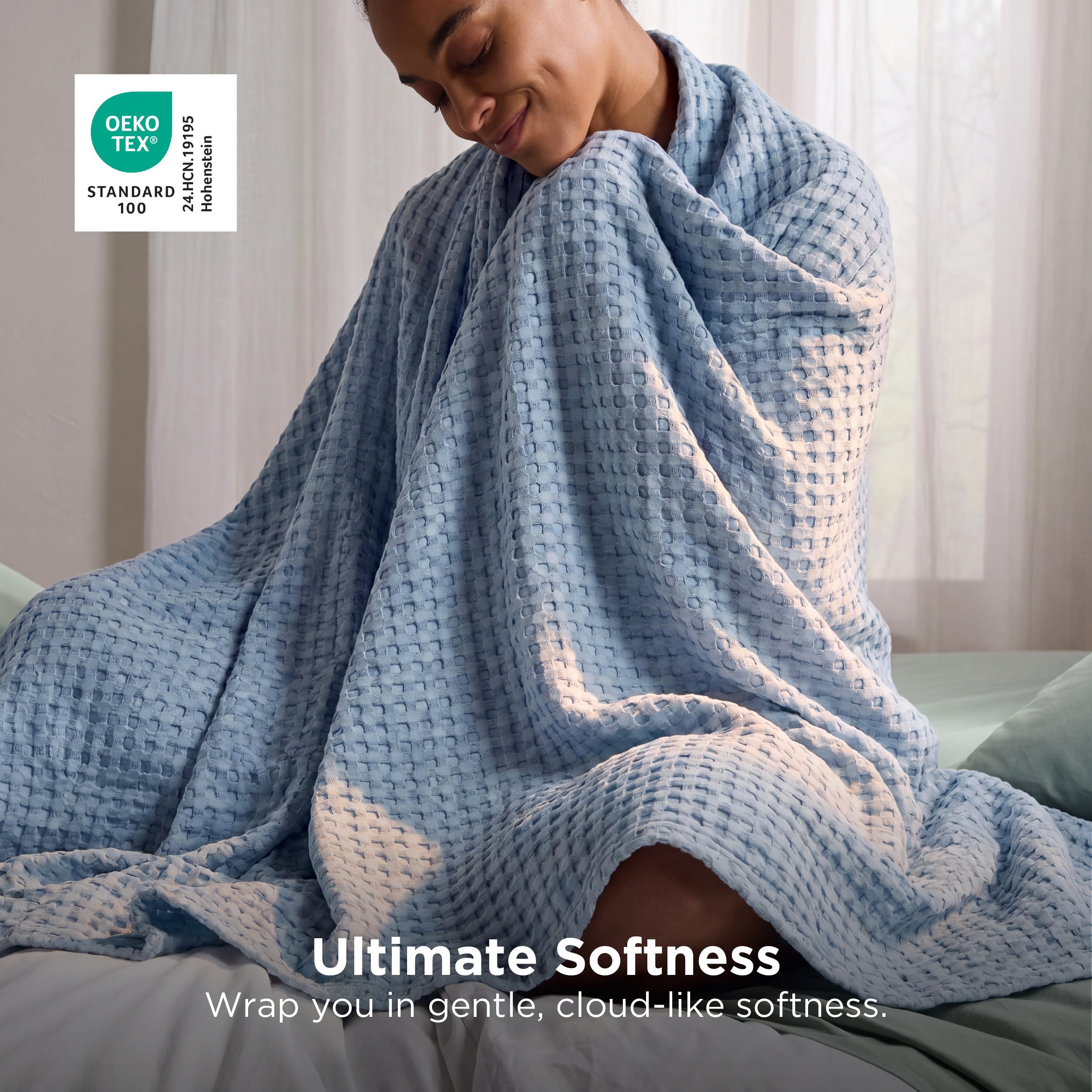 Bedsure blanket draped over bed illustrating coverage and decorative appeal