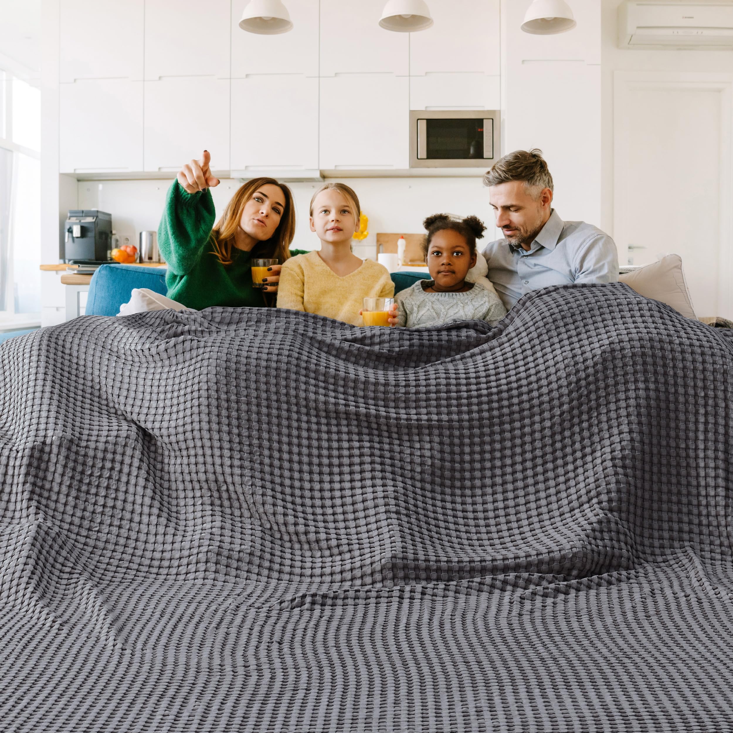 Bedsure blanket draped on king bed demonstrates generous coverage