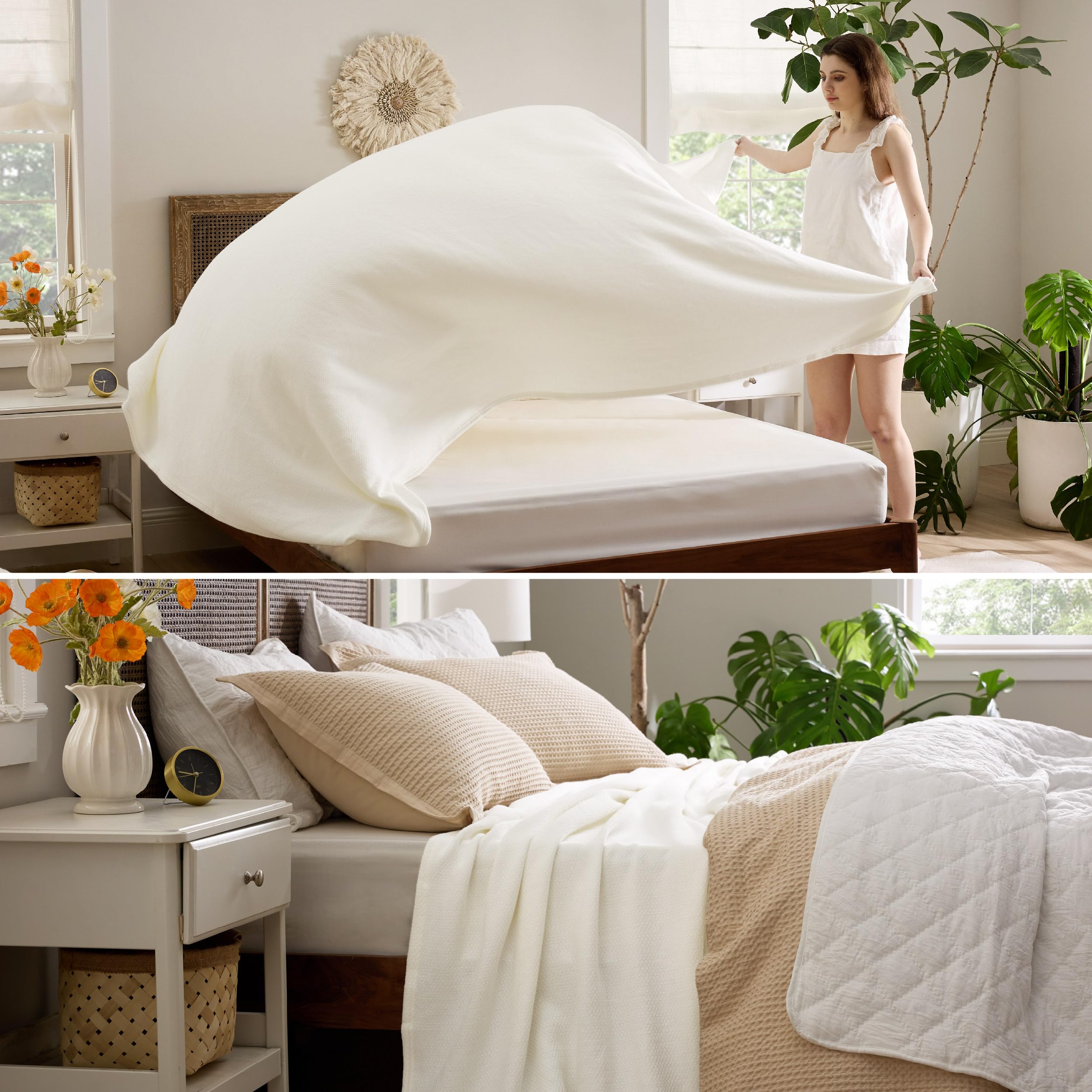 Bedsure blanket draped across bed showing generous drape and cozy aesthetic