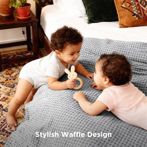 Bedsure blanket draped over sofa adding texture and lightweight comfort