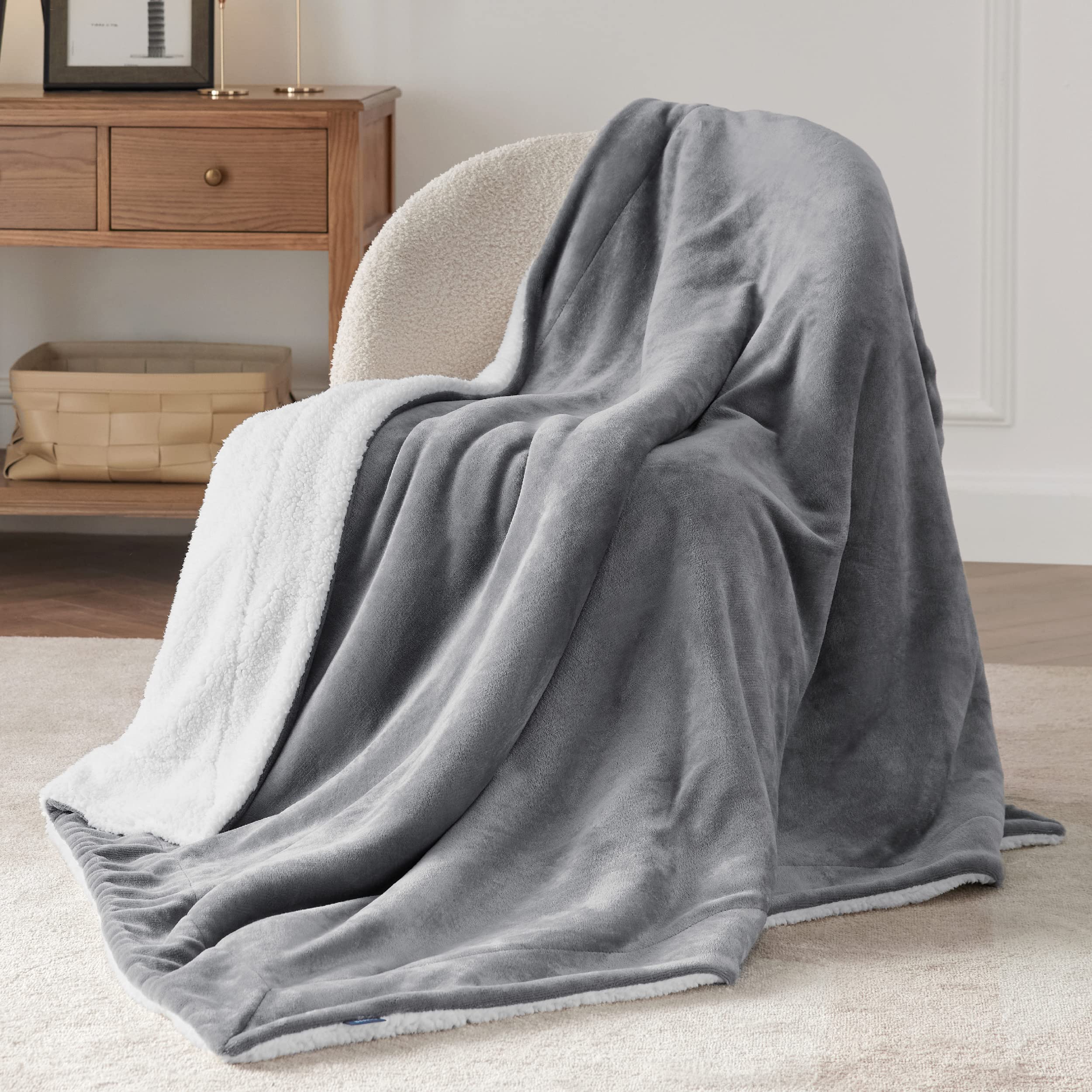 Bedsure blanket draped over sofa adding cozy decor and easy layering
