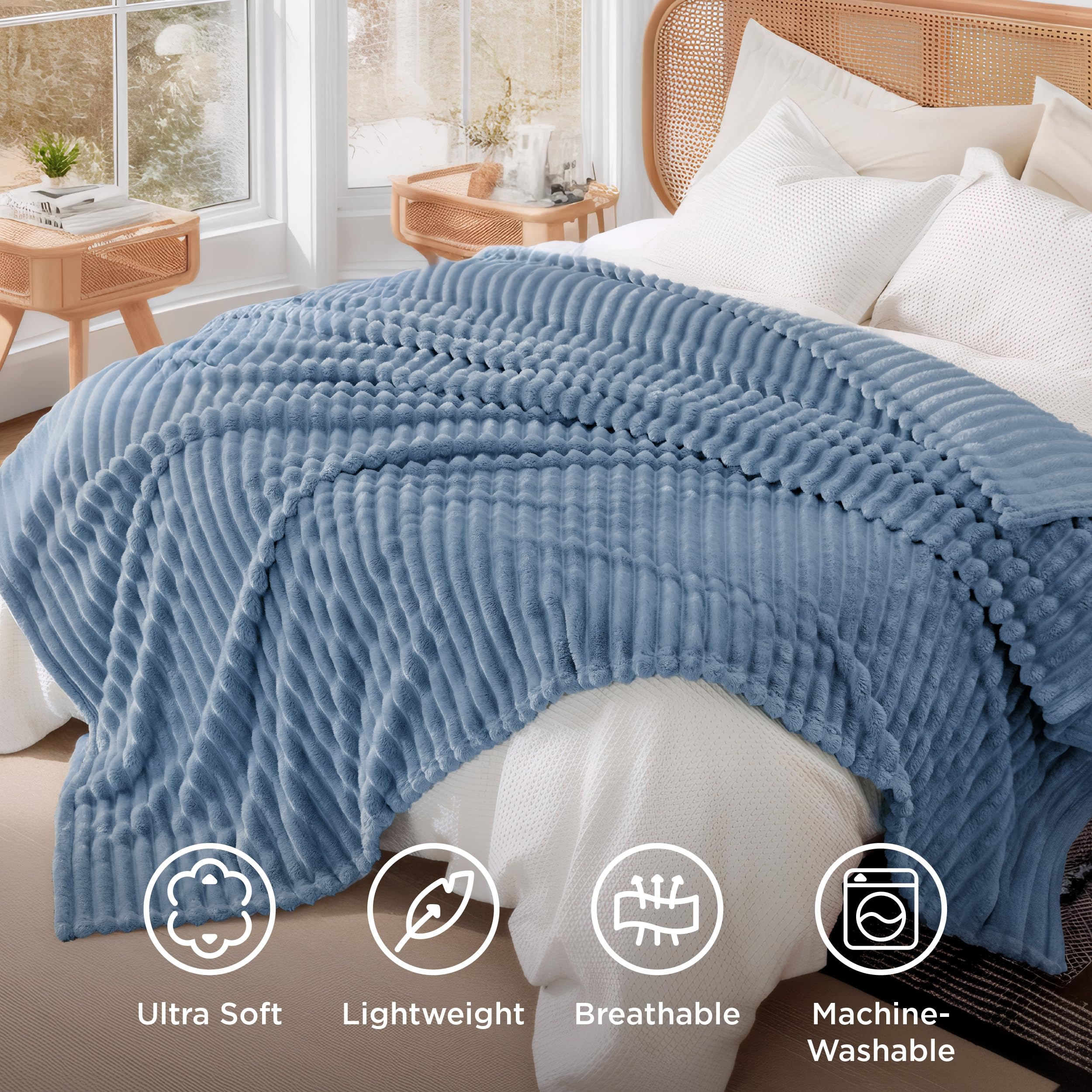 Bedsure blanket edge stitching detail showcasing reinforced seam durability