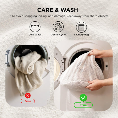 Bedsure blanket folded and carried indicating portability and lightweight convenience