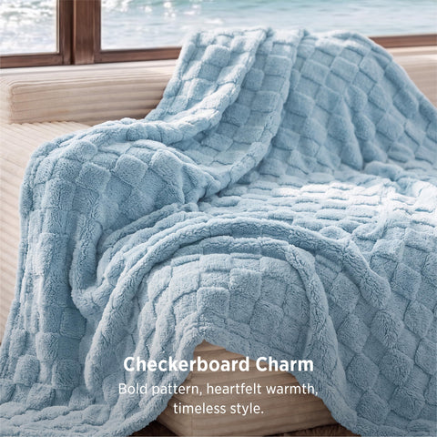 Bedsure blanket folded neatly to display thickness and easy storage benefit