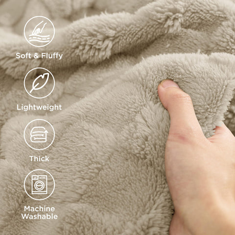 Bedsure blanket neatly folded on shelf demonstrating compact storage benefit