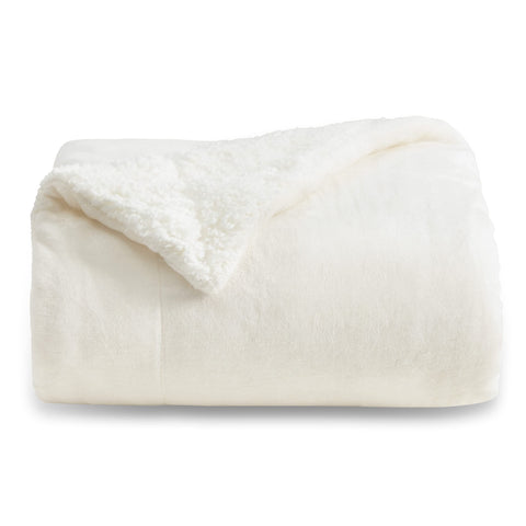 Bedsure blanket front folded shows cream flannel, soft comfort