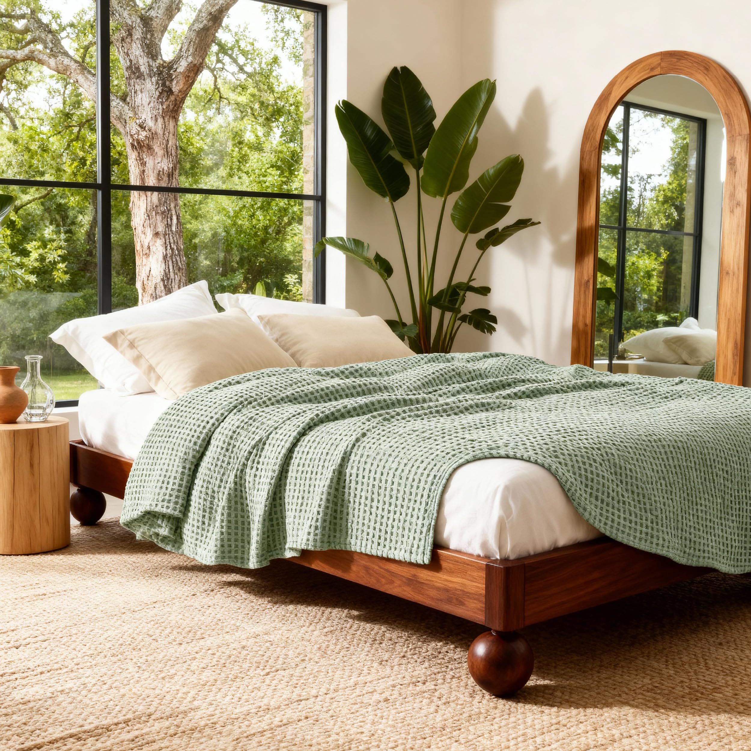 Bedsure in sunlit room showing breathable fabric for cooler sleep