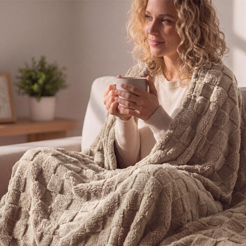 Bedsure blanket packed into tote for travel-ready portability and convenience