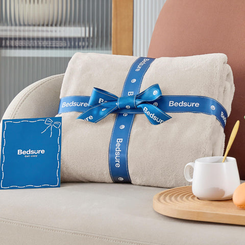 Bedsure blanket used by pet on couch protecting furniture and warm