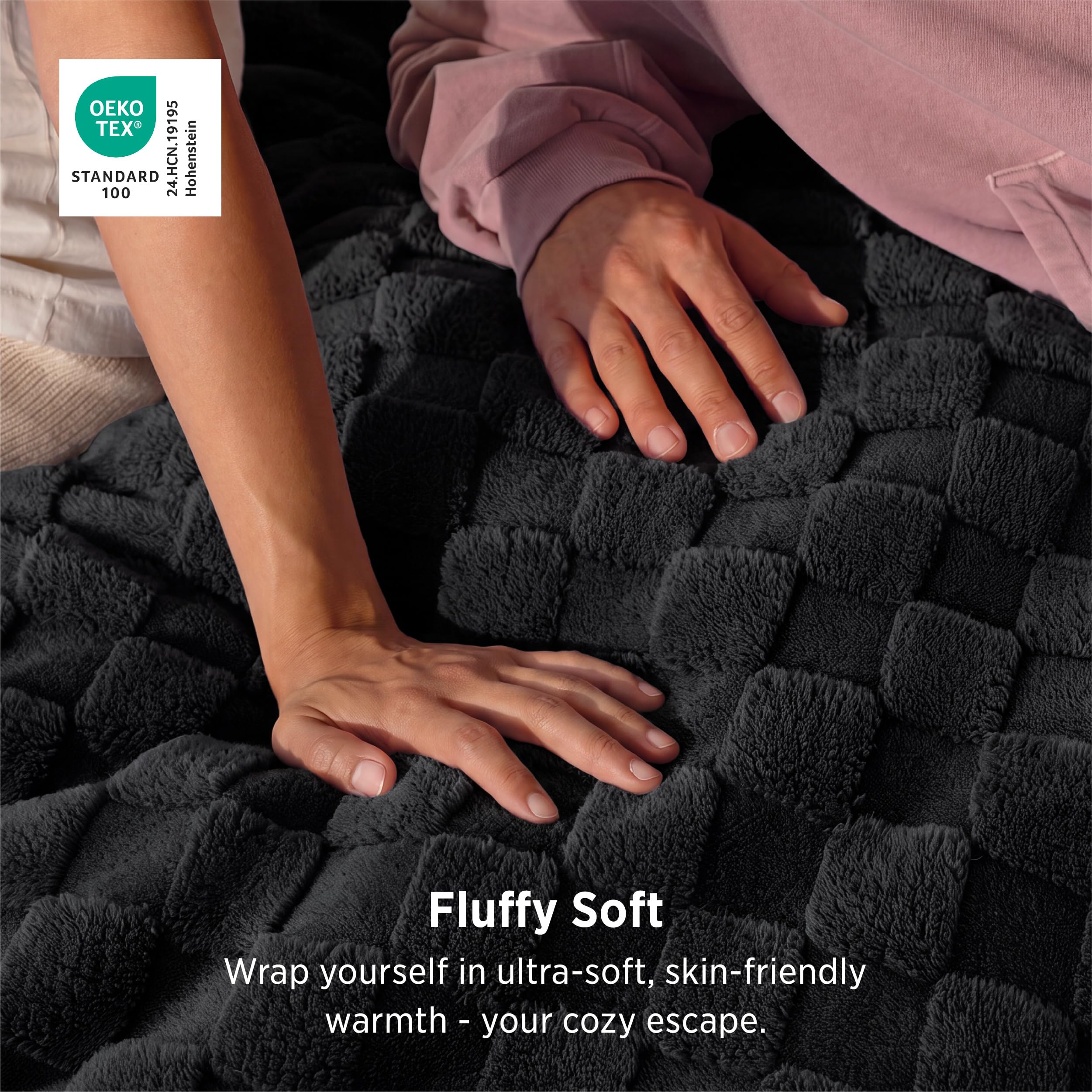 Bedsure blanket texture close-up highlighting ultra-soft microfiber and plush comfort