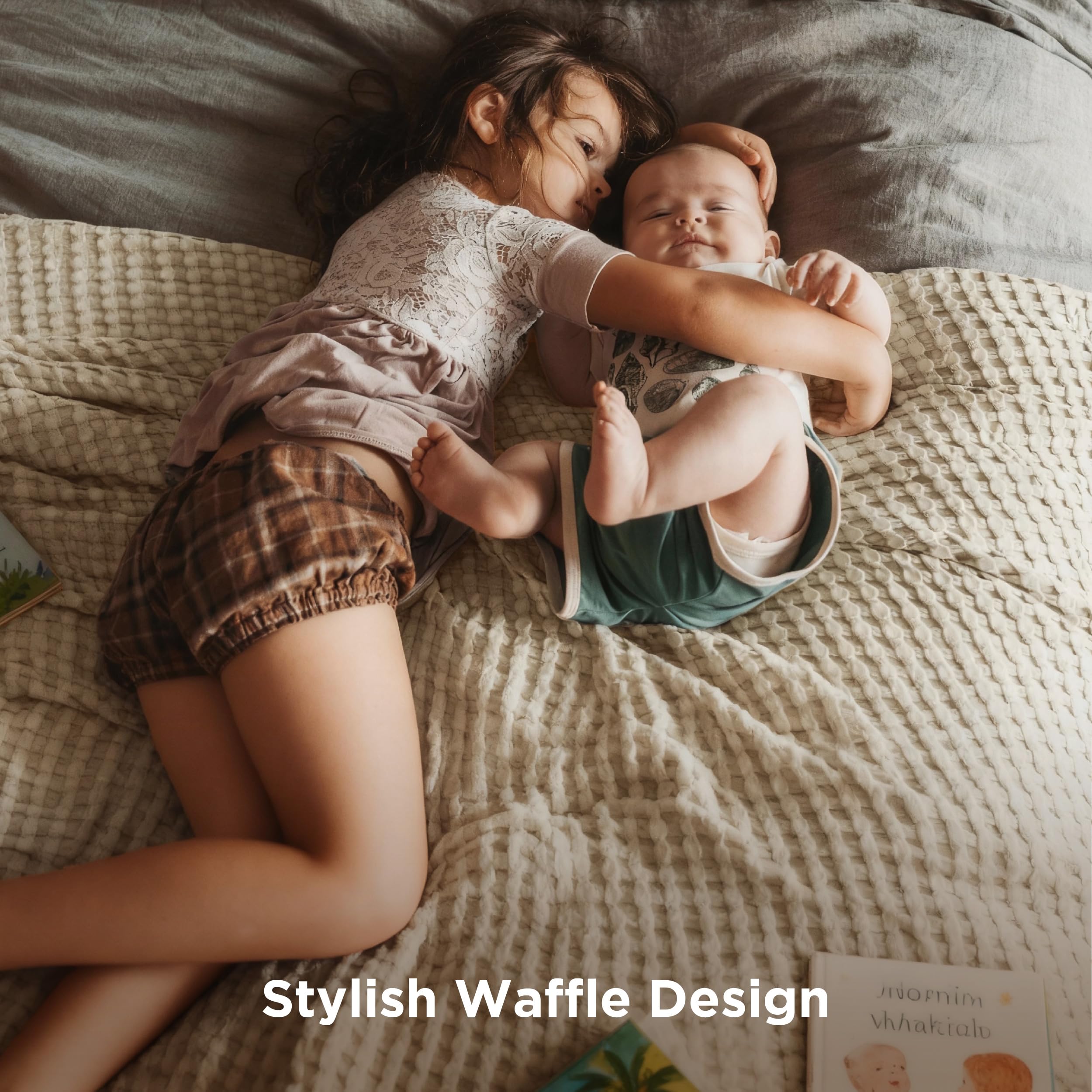 Hand touching Bedsure blanket texture to show lightweight comfort and gentle feel