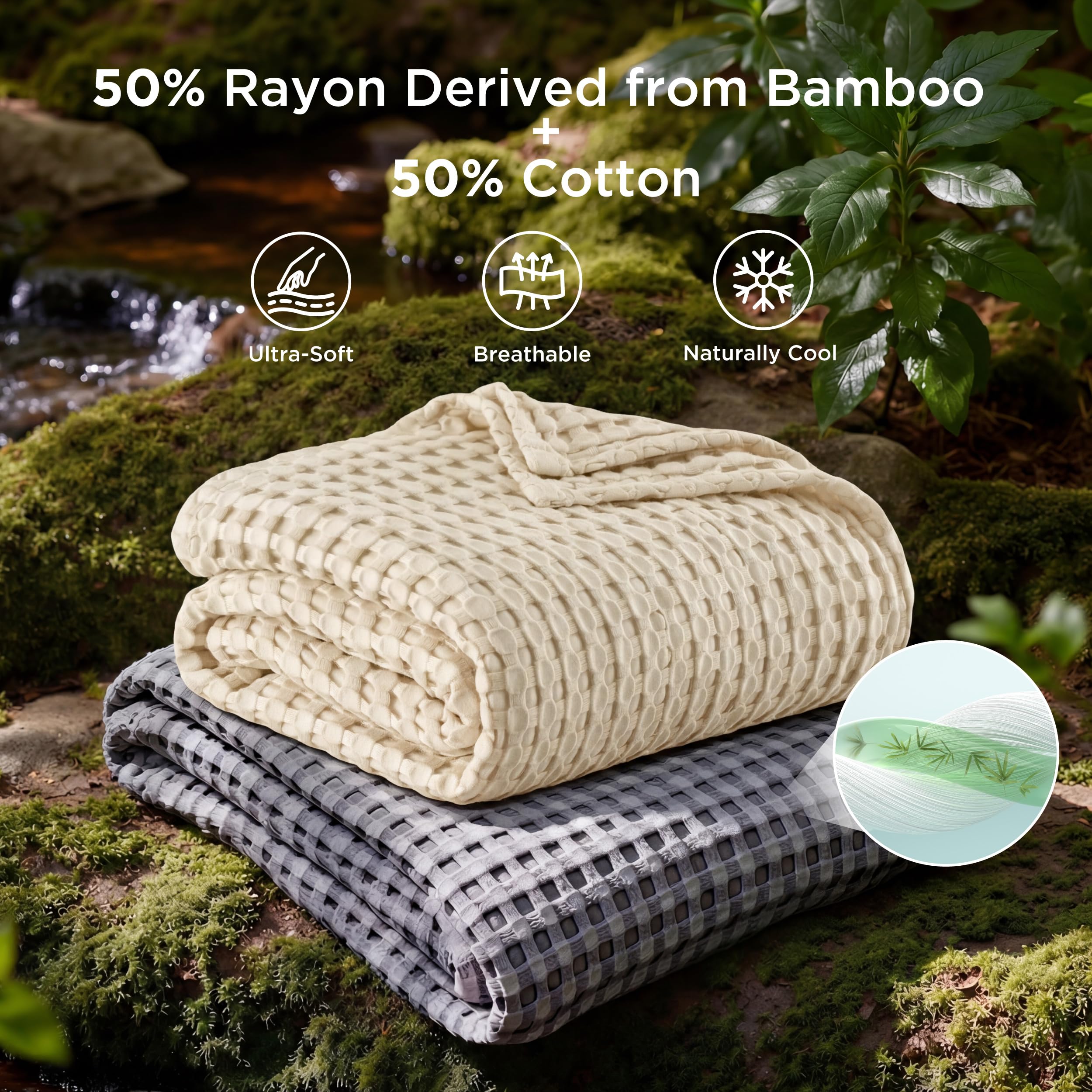 Close-up of Bedsure waffle texture highlighting breathable weave and airflow