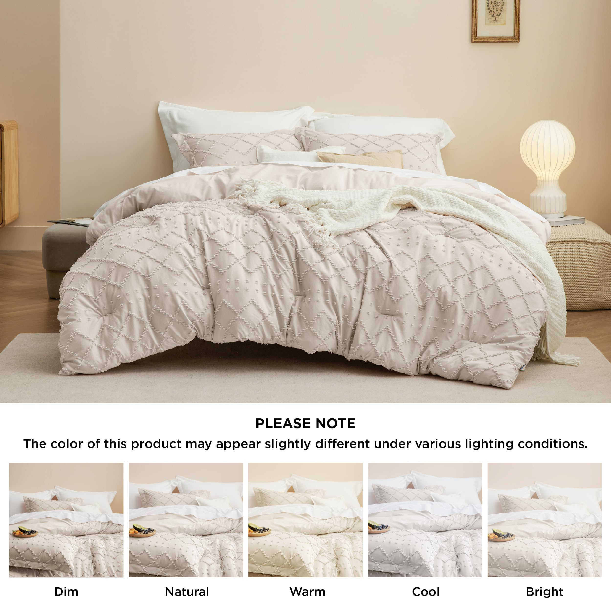 Bedsure bedroom lifestyle scene showing comforter set enhancing warm, relaxed space