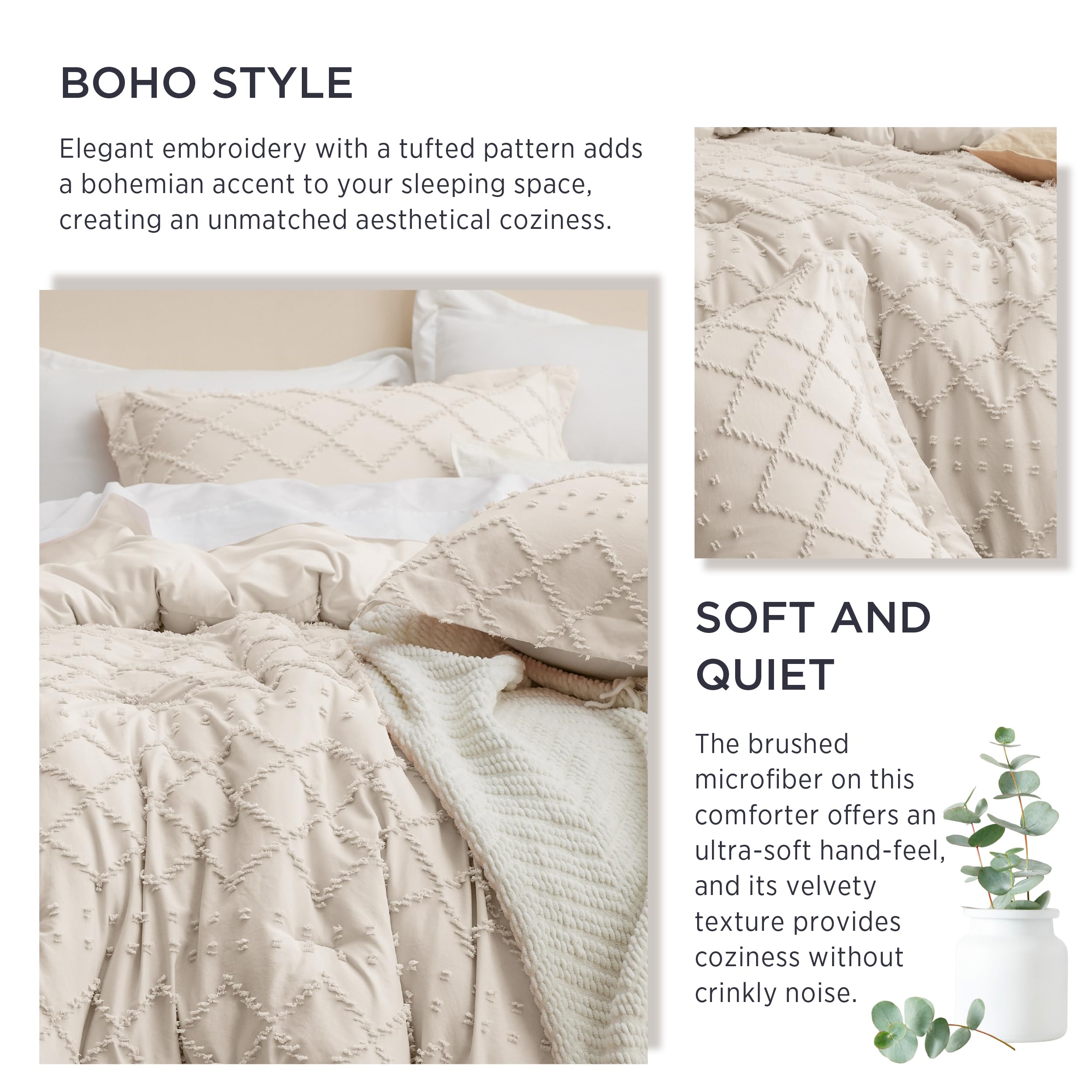 Bedsure pillow shams detail and label highlighting durable stitching and neat finish