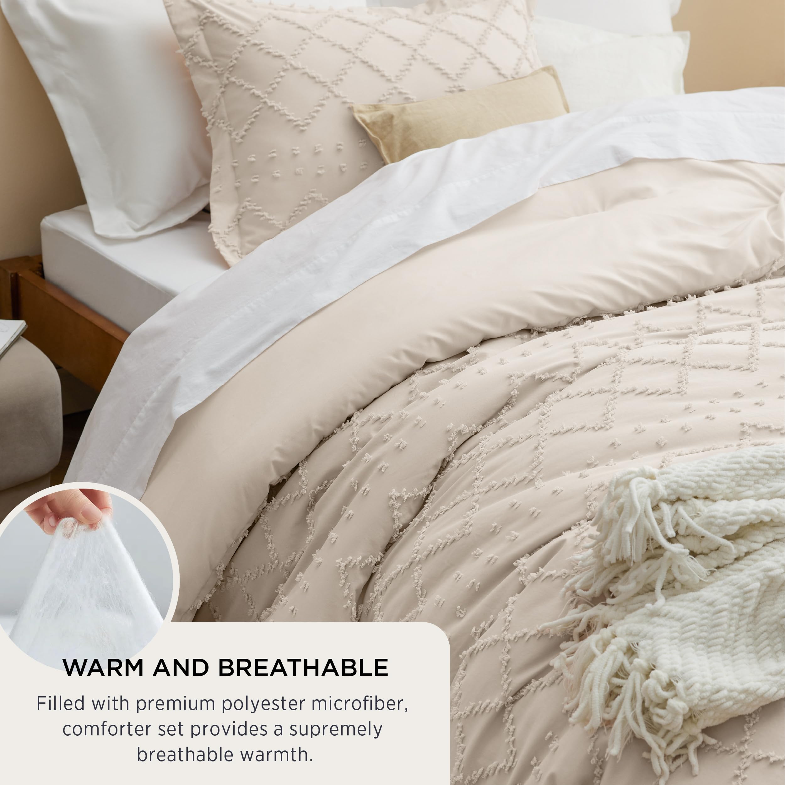 Bedsure side shot showing comforter drape over king bed for full coverage benefit