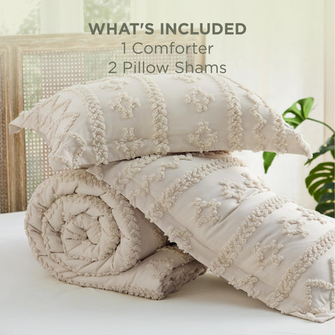 Bedsure size comparison on bed showing king dimensions for full coverage