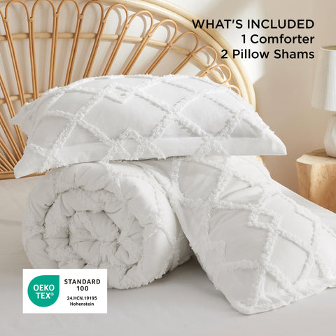 Bedsure scale photo of comforter on queen bed showing proper fit and coverage benefit