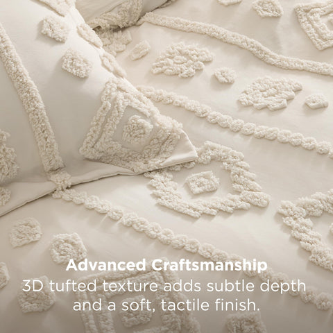Bedsure close-up of tufted embroidery highlighting texture benefit