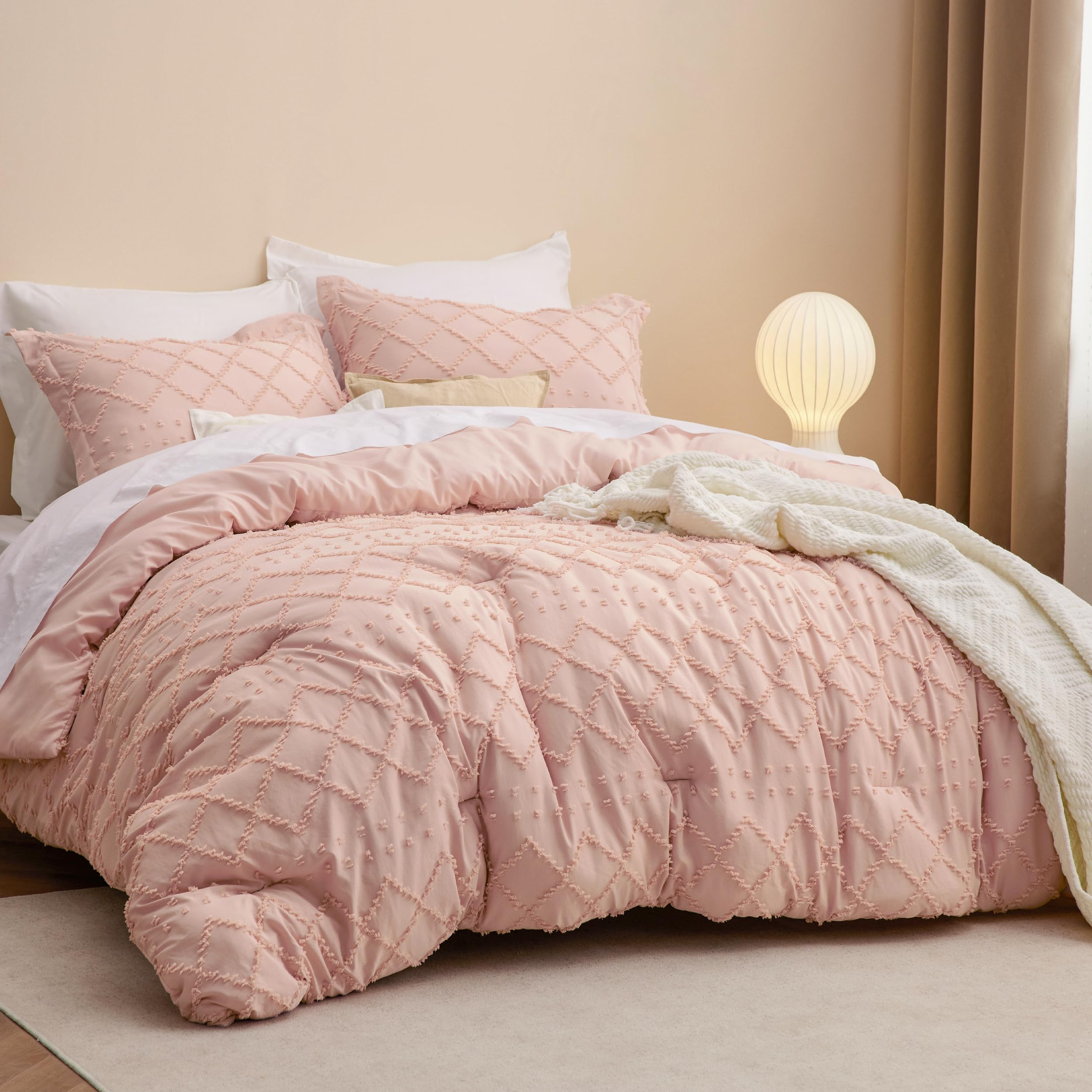 Bedsure boho close-up of embroidered tufts highlighting decorative texture and charm
