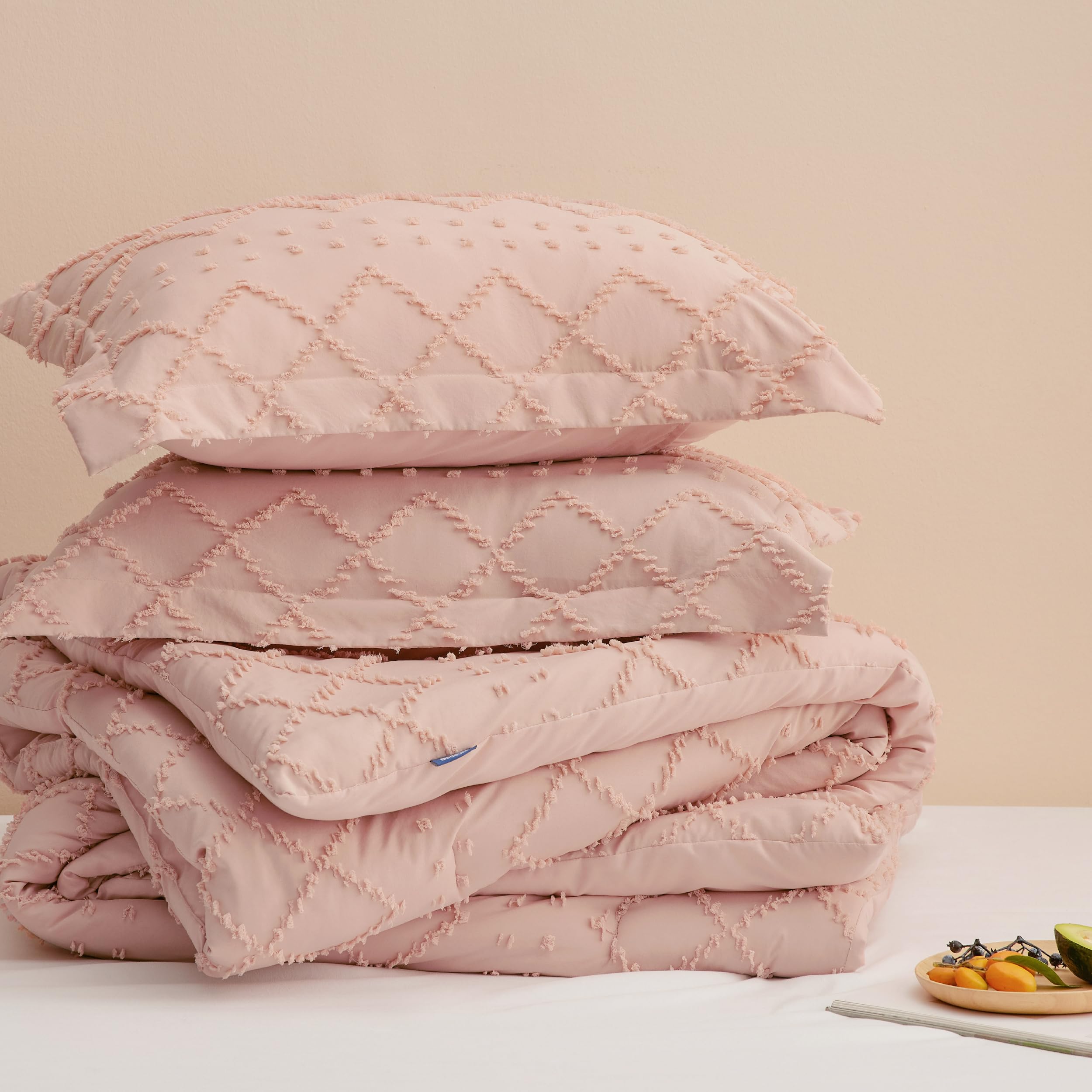 Bedsure boho comforter styled in dorm room to show easy décor upgrade benefit