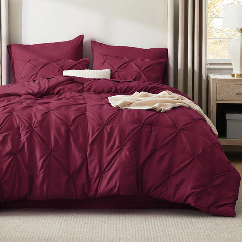 Bedsure comforter edge stitch and geometric pleat, shows tailored finish