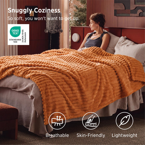 Bedsure folded blanket detail highlighting cozy thickness and drape