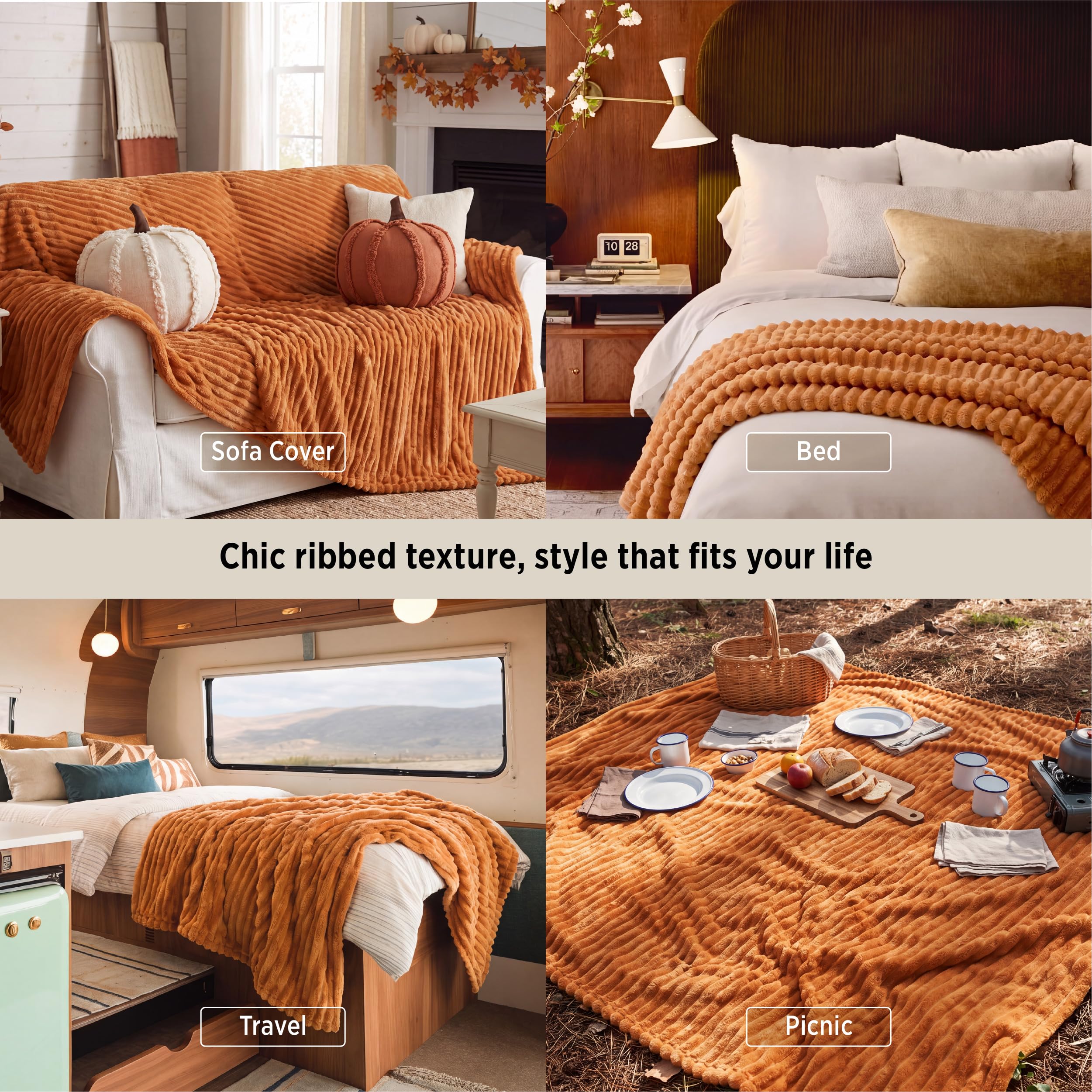 Bedsure blanket on queen bed adds warm color and full coverage